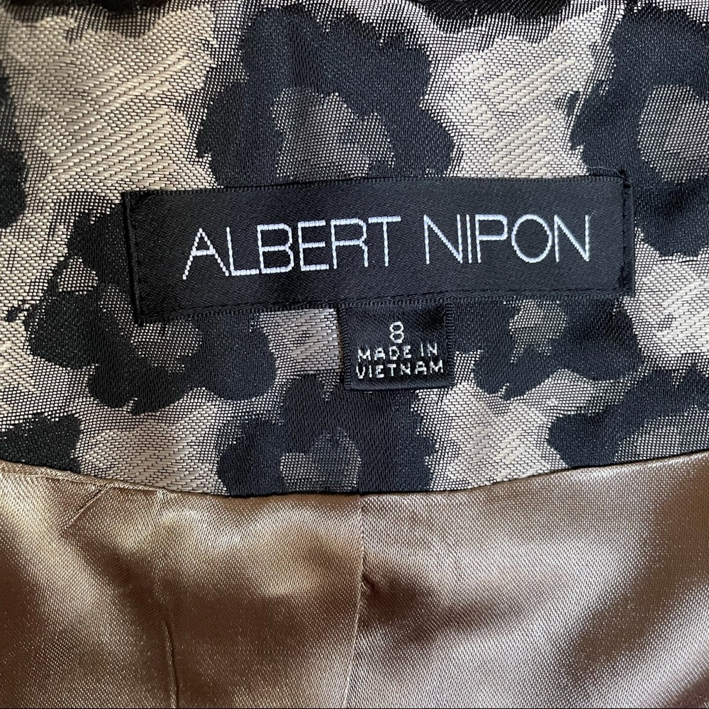Albert Nipon Black Gold Abstract Floral Rhinestone Button Front Jacket Blazer - Picture 9 of 9